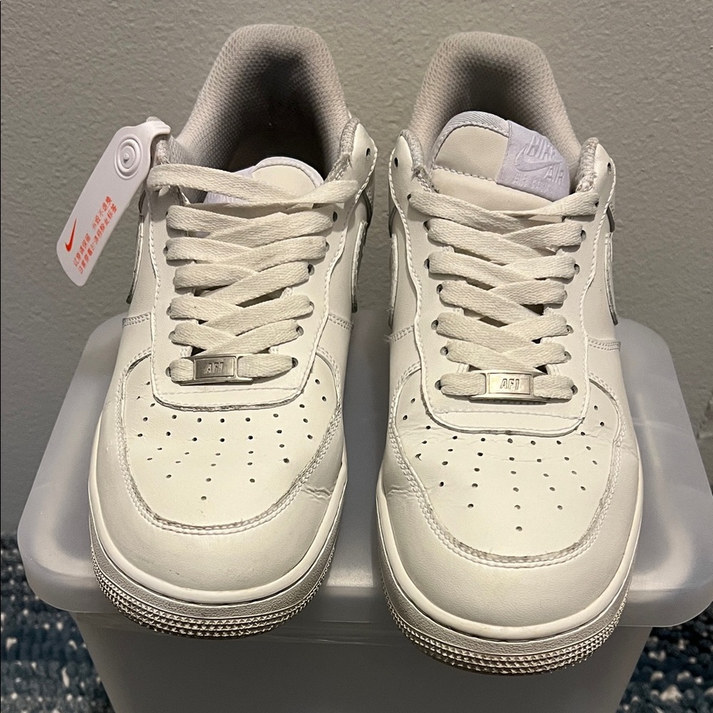 Nike Air Force 1 White Leather Shoes